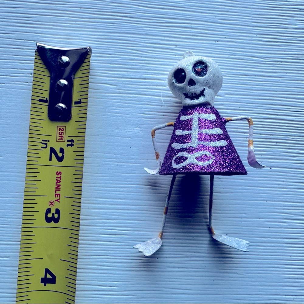 VINTAGE Pier 1 Imports Halloween Glittered Dancing Skeleton Ornament RARE xmas